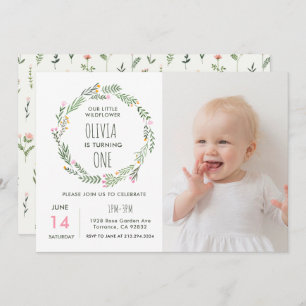 Invitation Notre Petit Fleur sauvage Fête Son 1Er Anniversair