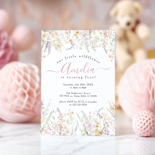 Invitation Notre Petit Fleur sauvage Fleur de prairie Fille d (Créateur téléchargé)