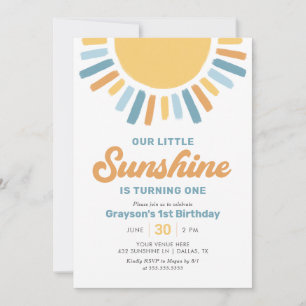 Invitation Notre petit garçon Sunshine 1er anniversaire