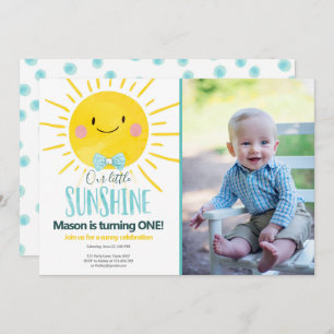 Invitation Notre petit garçon Sunshine Blue Bow Cravate Solei