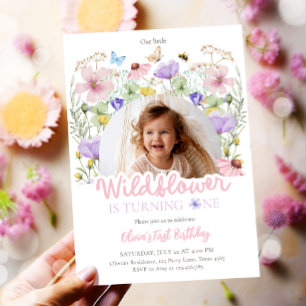 Invitation Notre Petit Jardin Fleur sauvage Floral Girl Anniv