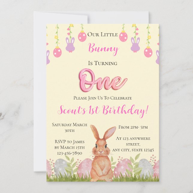 Invitation Notre Petit Lapin Va Devenir Un Anniversaire (Devant)