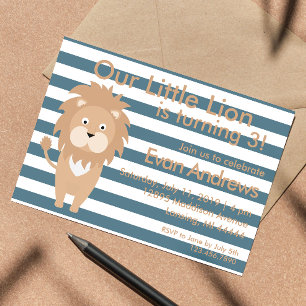 Invitation Notre petit lion, Anniversaire du Lion, anniversai