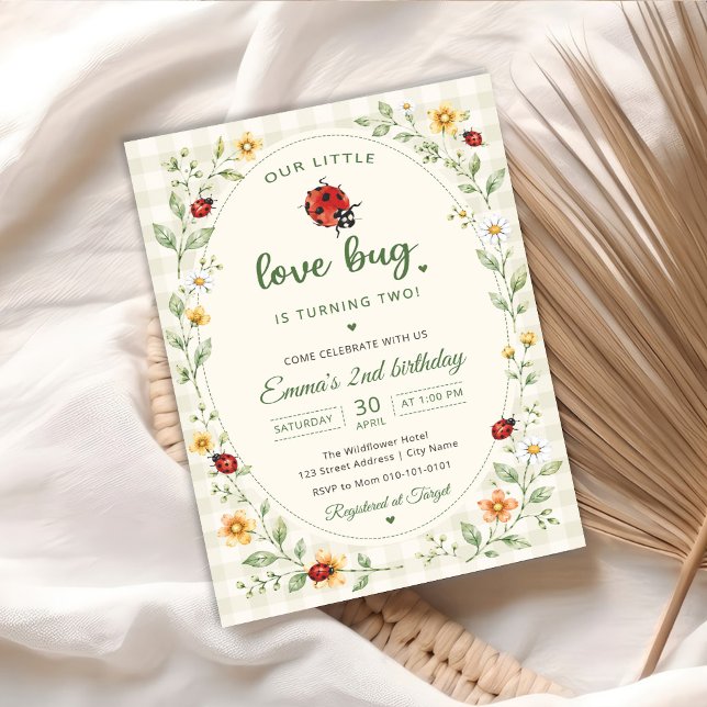Invitation Notre petit Love Bug Ladybug 2e anniversaire (Créateur téléchargé)