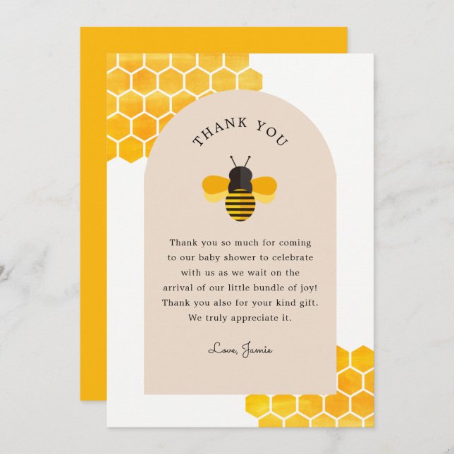 Invitation Notre petit Merci de la fête des abeilles au miel (Devant / Derrière)