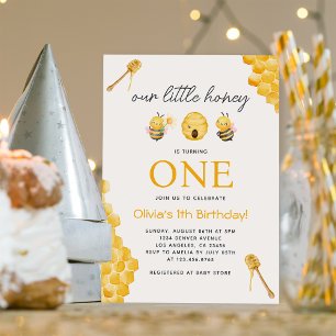 Invitation Notre Petit Miel Bee Moderne 1er anniversaire