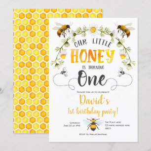 Invitation Notre petit Miel, Bumble bebe, Bee 1er anniversair