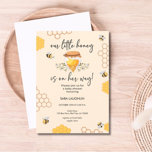 Invitation Notre Petit Miel Est En Chemin Baby shower (Our Little Honey Is on Her way)