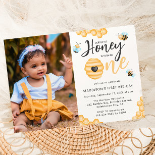 Invitation Notre petit miel   Photo du premier anniversaire