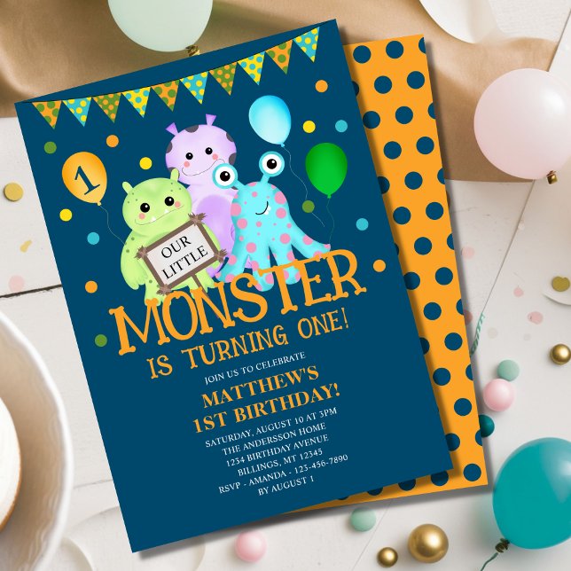 Invitation Notre petit monstre 1er anniversaire (Créateur téléchargé)