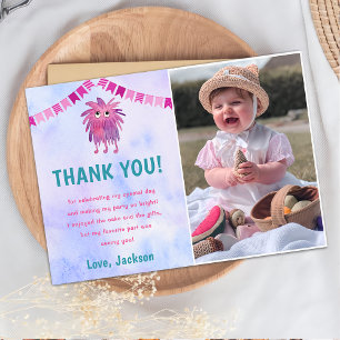 Invitation Notre Petit Monstre Photo Anniversaire Fête Merci