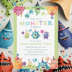 Invitation Notre petit monstre   Trois monstres colorés