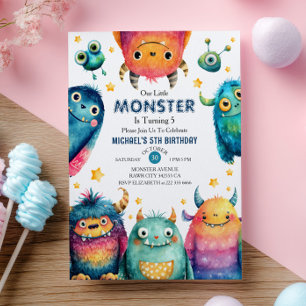Invitation Notre Petit Monstre Whimsical Kids Birthday Party