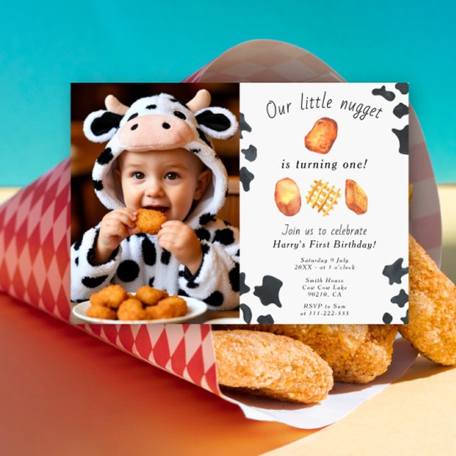 Invitation Notre petit nugget a un an Fête d'anniversaire pou (Créateur téléchargé)