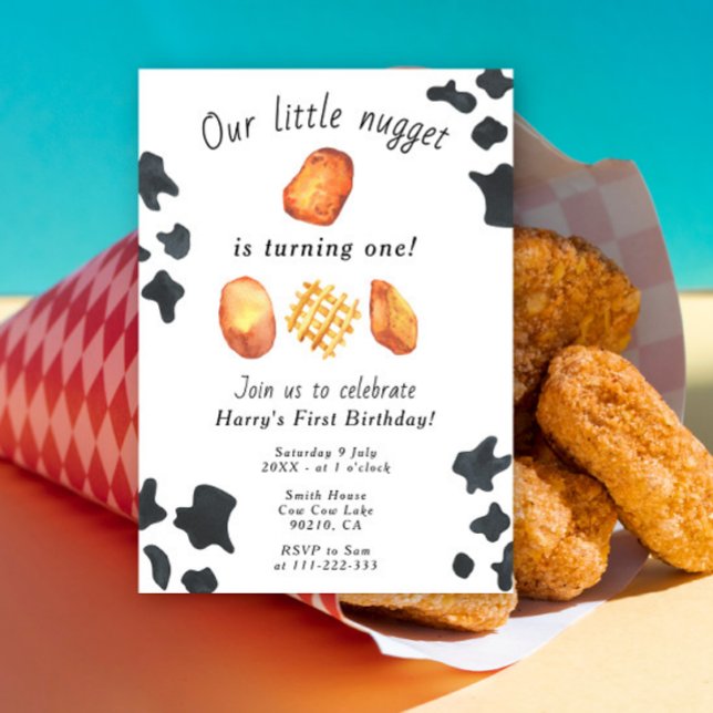Invitation Notre petit nugget a un an Fête d'anniversaire pou (Créateur téléchargé)
