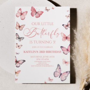 Invitation Notre Petit Papillon Soft Rose Anniversaire
