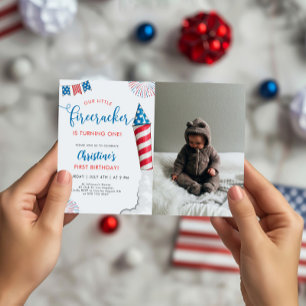 Invitation Notre petit pétard photo 1er anniversaire