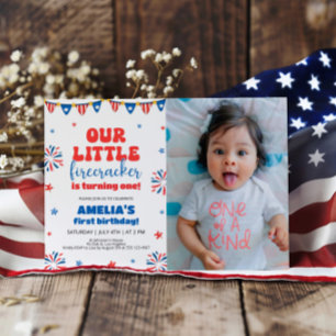 Invitation Notre petit pétard photo de fête d'anniversaire 1e