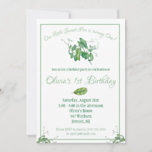Invitation Notre Petit Pois Doux fête d'anniversaire