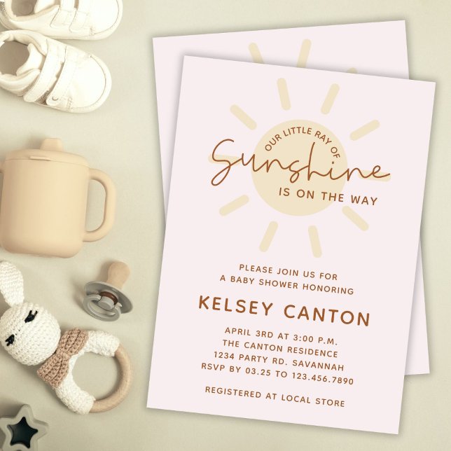 Invitation Notre petit rayon de soleil Baby shower Boho (Créateur téléchargé)