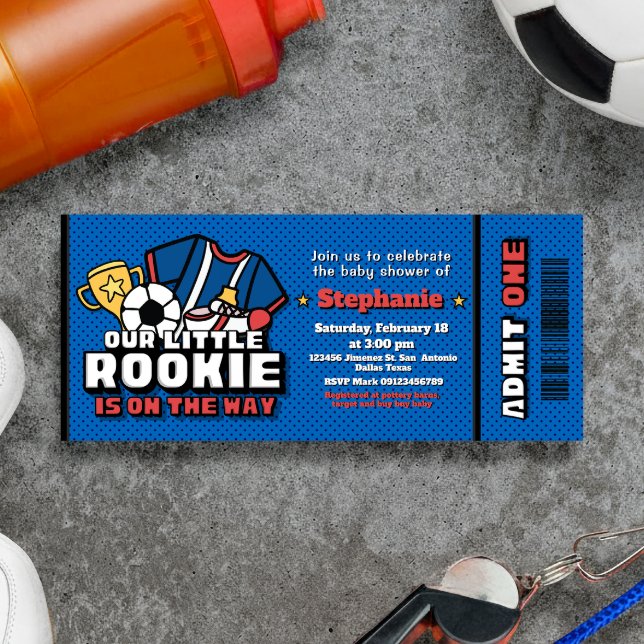 Invitation Notre petit recrue est sur le chemin Ticket (Our Little Rookie is on the Way Ticket Invitation)