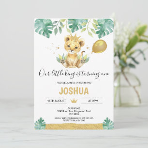 Invitation Notre petit roi Lion Crown Balloon 1er anniversair