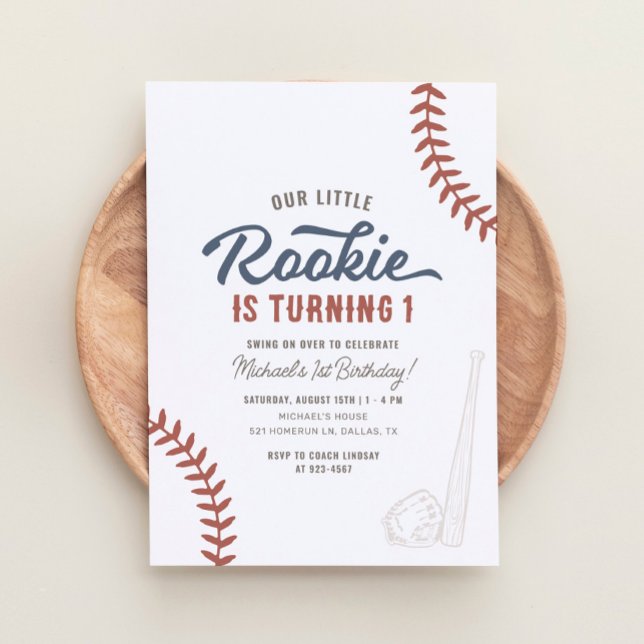 Invitation Notre petit rookie Baseball 1er anniversaire (Créateur téléchargé)