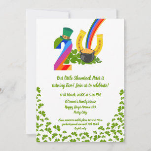 Invitation Notre petit shamrock fait deux fêtes d'anniversair