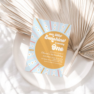 Invitation Notre Petit Soleil boho floral premier anniversair
