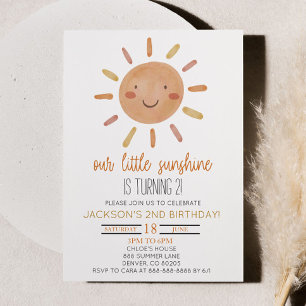 Invitation Notre Petit Soleil Jaune Jaune Anniversaire