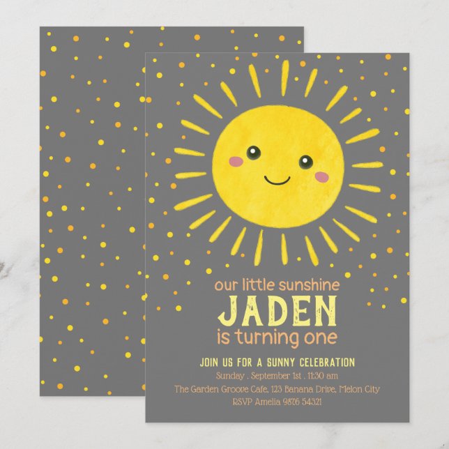 Invitation Notre Petit Soleil | Premier anniversaire (Devant / Derrière)