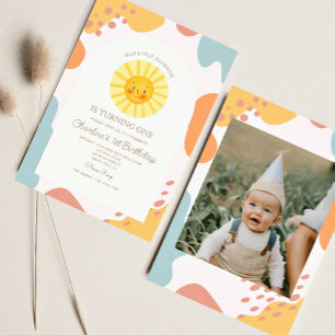 Invitation Notre Petit Soleil Soleil Rétro Minimal 1er Annive