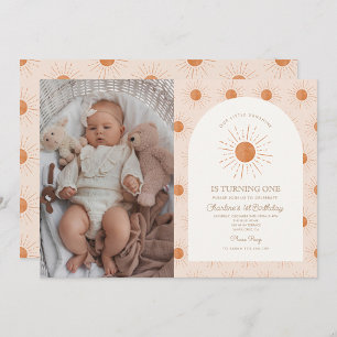 Invitation Notre petit Soleil Soleil Rétro Minimal 1er Annive