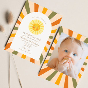 Invitation Notre Petit Soleil Soleil Rétro Minimal 1er Annive