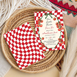 Invitation Notre petit Tomato Retro rouge fête ses deux ans 