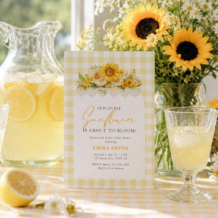 Invitation Notre Petit Tournesol Gingham Jaune