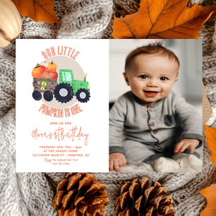 Invitation Notre petit tracteur Citrouille 1ère photo d'anniv