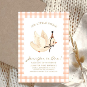 Invitation Notre petite aquarelle Birdie Minimal Baby Anniver