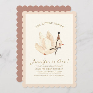 Invitation Notre petite aquarelle Birdie Minimal Baby Anniver