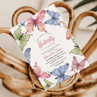 Invitation Notre petite baby shower papillon genre neutre