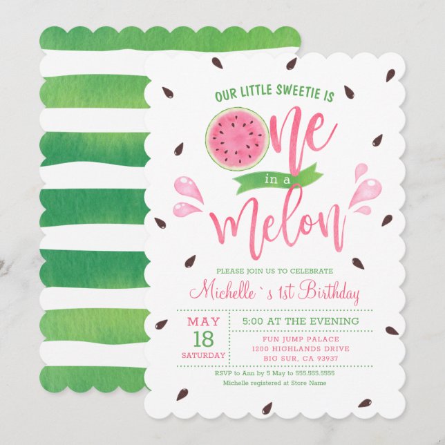 Invitation Notre petite chérie est un melon unique pour son a (Devant / Derrière)