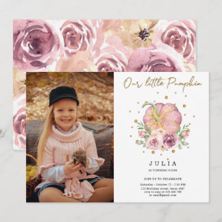 Invitation Notre Petite Citrouille Anniversaire Pink Photo In