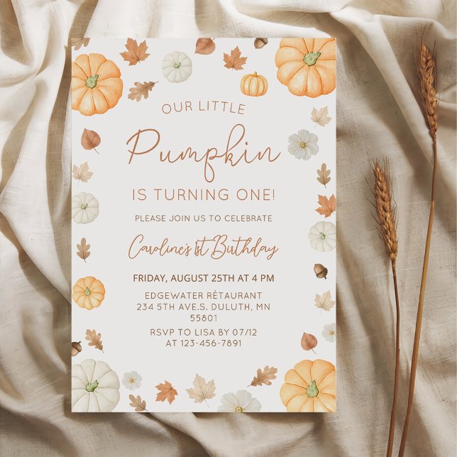 Invitation Notre petite citrouille automne anniversaire Invit (Créateur téléchargé)