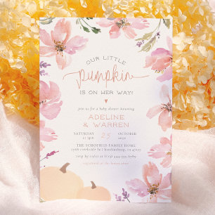 Invitation Notre petite citrouille Baby Shower automnal Fleur