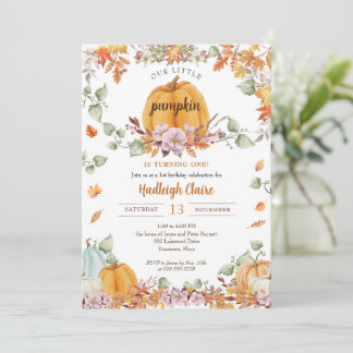 Invitation Notre Petite Citrouille fête d'anniversaire