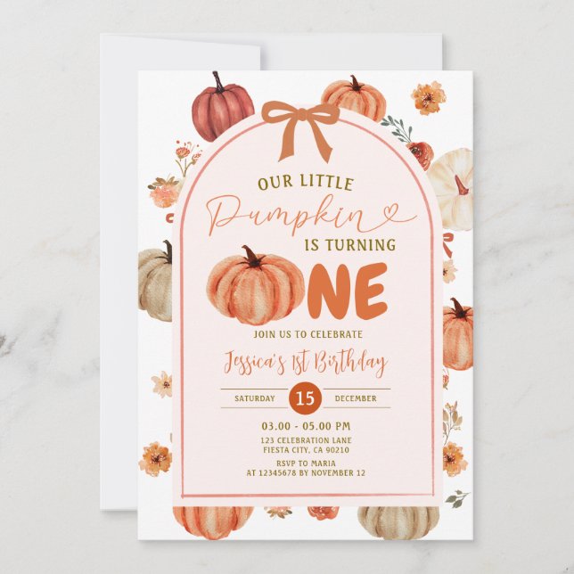 Invitation Notre petite citrouille fête son premier anniversa (Devant)