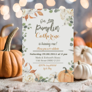 Invitation Notre petite citrouille fille garçon 1er premier a