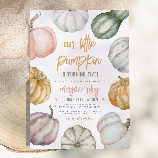 Invitation Notre petite citrouille jolie boho fête d'annivers (Créateur téléchargé)