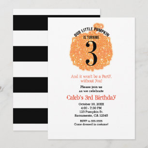 Invitation Notre petite citrouille TROIS 3e fête d'anniversai