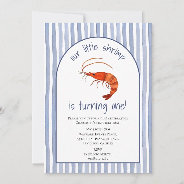 Invitation Notre petite crevette devient une aquarelle (Devant)